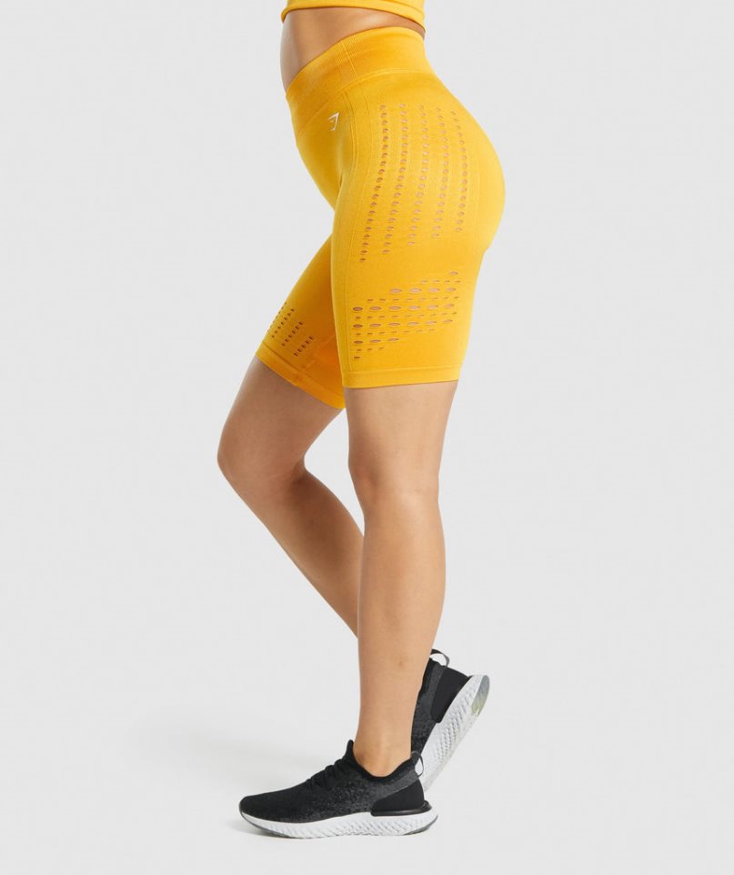 Women's Gymshark Glow Seamless Shorts Yellow | CA 670N1A